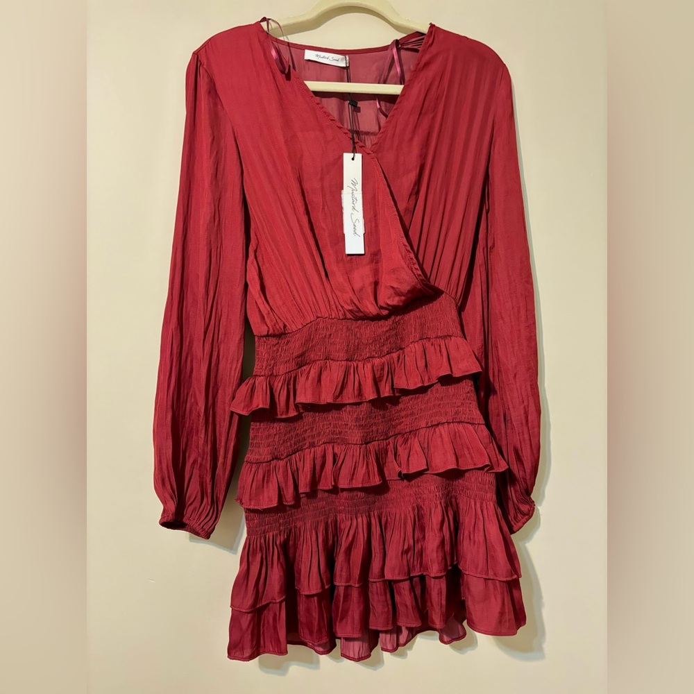 NWT! Mustard Seed Maroon Ruffle Dress